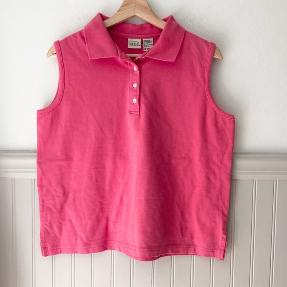 Vintage Falls Creek Large Pink Sleeveless Polo Collared Top